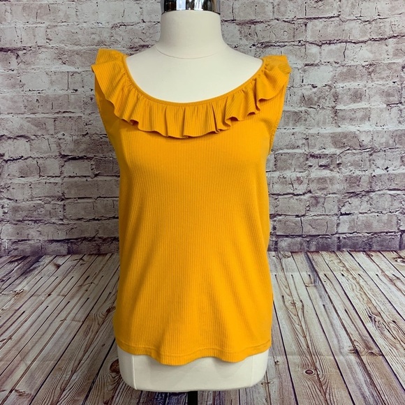 J. Crew Tops - J. Crew Yellow Ruffled Sleeveless Tank Top